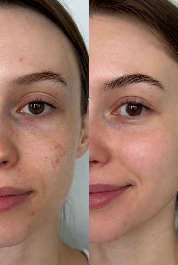 Skin rejuvenation before and after — Brown spots & dullness — real SKINX SPA client, Ajax