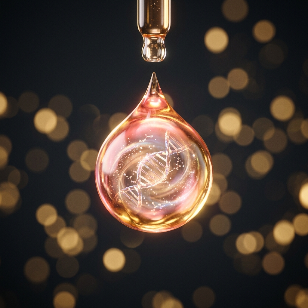 PDRN salmon DNA serum droplet with DNA helix inside